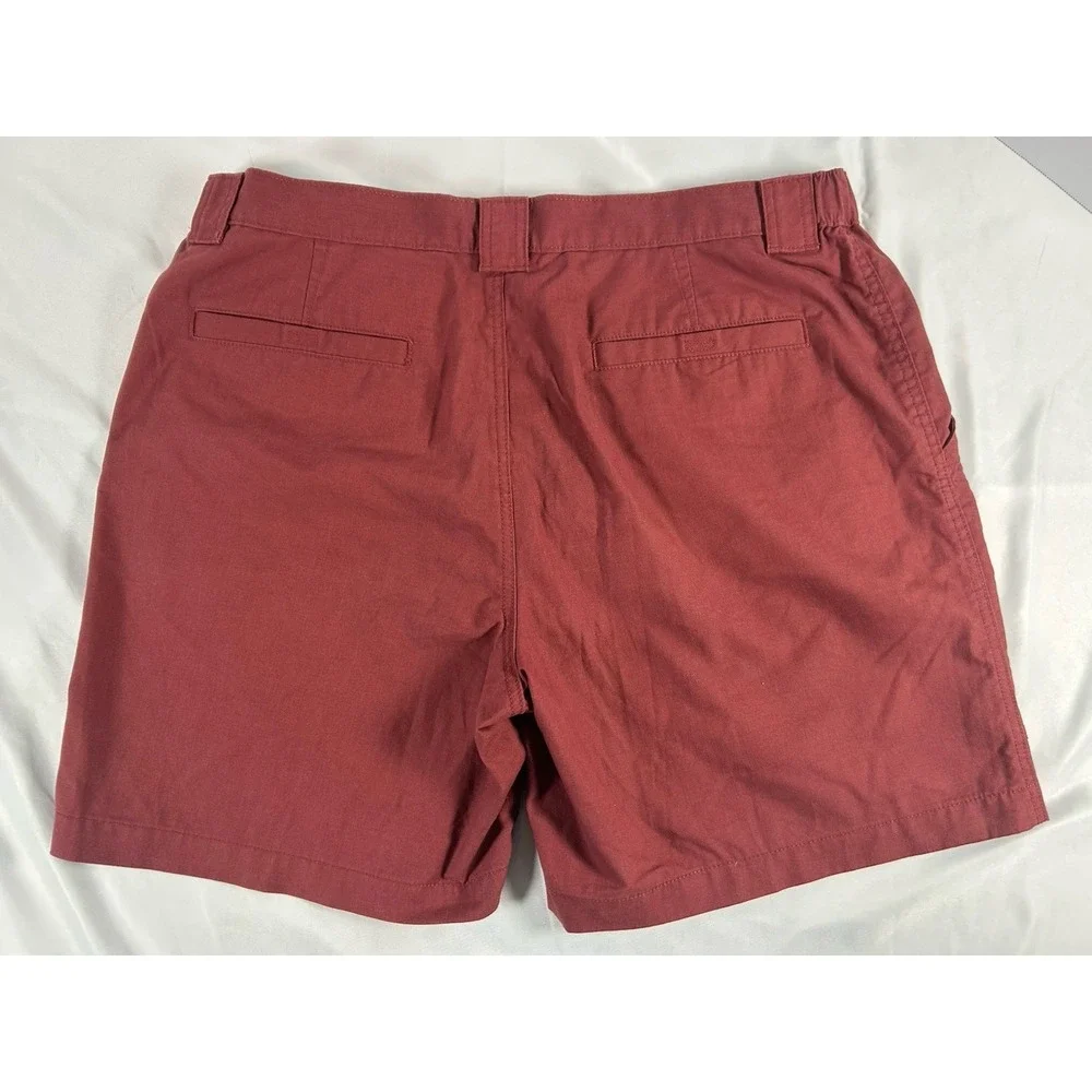 Savane Cargo Shorts Women Men Size W38 Cowhide Red Pockets Elastic Waist